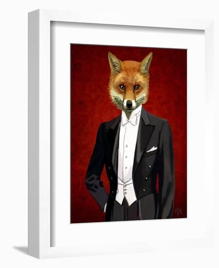 Fox in Evening Suit Portrait-Fab Funky-Framed Art Print