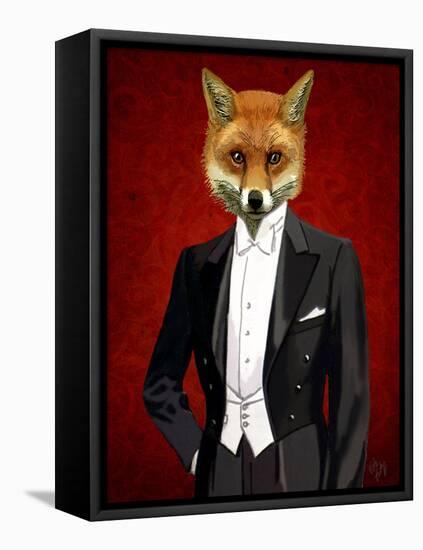 Fox in Evening Suit Portrait-Fab Funky-Framed Stretched Canvas