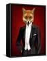 Fox in Evening Suit Portrait-Fab Funky-Framed Stretched Canvas