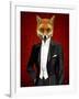 Fox in Evening Suit Portrait-Fab Funky-Framed Art Print