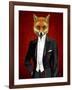 Fox in Evening Suit Portrait-Fab Funky-Framed Art Print