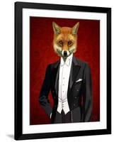 Fox in Evening Suit Portrait-Fab Funky-Framed Art Print