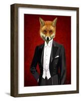 Fox in Evening Suit Portrait-Fab Funky-Framed Art Print