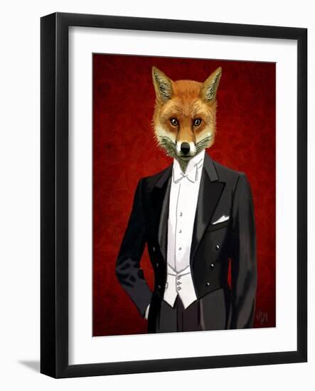 Fox in Evening Suit Portrait-Fab Funky-Framed Art Print