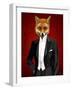 Fox in Evening Suit Portrait-Fab Funky-Framed Art Print