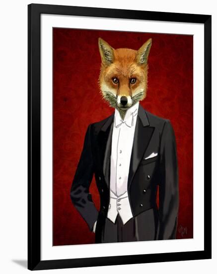 Fox in Evening Suit Portrait-Fab Funky-Framed Art Print