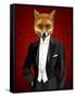 Fox in Evening Suit Portrait-Fab Funky-Framed Stretched Canvas