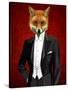 Fox in Evening Suit Portrait-Fab Funky-Stretched Canvas