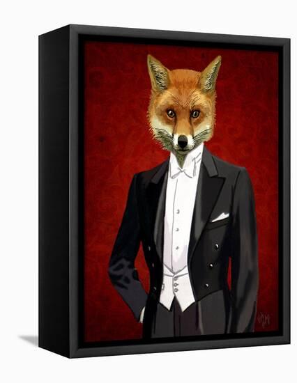 Fox in Evening Suit Portrait-Fab Funky-Framed Stretched Canvas