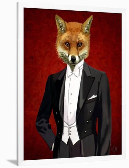 Fox in Evening Suit Portrait-Fab Funky-Framed Art Print