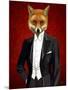 Fox in Evening Suit Portrait-Fab Funky-Mounted Art Print