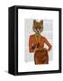 Fox in Orange, Portrait-Fab Funky-Framed Stretched Canvas