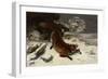 Fox in the Snow, 1860 (Oil on Canvas)-Gustave Courbet-Framed Giclee Print