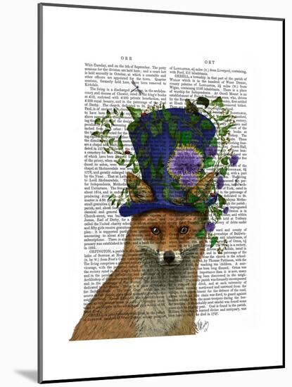 Fox Mad Hatter-Fab Funky-Mounted Art Print