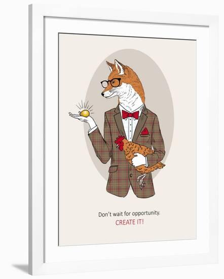 Fox Man in Pin Suit-Olga Angellos-Framed Art Print