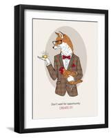 Fox Man in Pin Suit-Olga Angellos-Framed Art Print