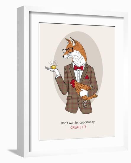 Fox Man in Pin Suit-Olga Angellos-Framed Art Print