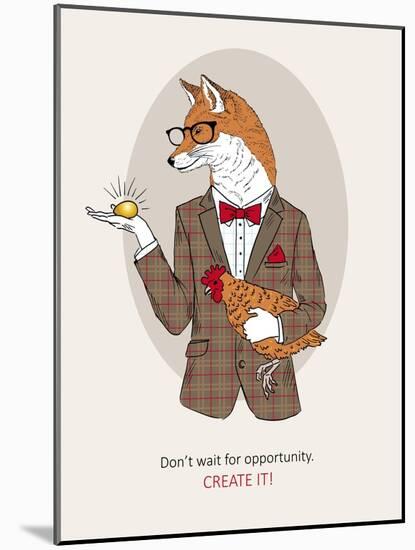 Fox Man in Pin Suit-Olga Angellos-Mounted Art Print