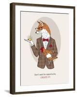 Fox Man in Pin Suit-Olga Angellos-Framed Art Print