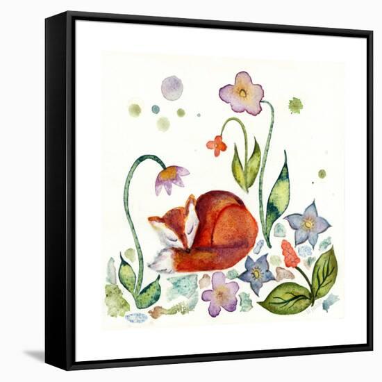 Fox Napping in the Garden-Wyanne-Framed Stretched Canvas