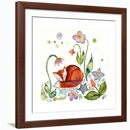 Fox Napping in the Garden-Wyanne-Framed Giclee Print