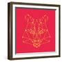 Fox on Red-Lisa Kroll-Framed Art Print