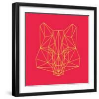 Fox on Red-Lisa Kroll-Framed Art Print