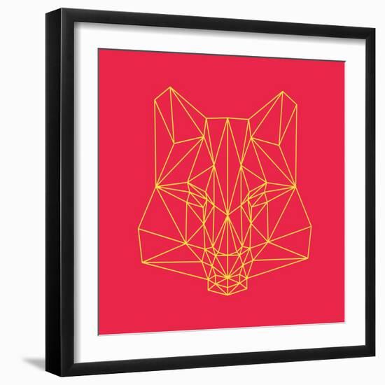 Fox on Red-Lisa Kroll-Framed Art Print