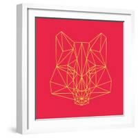 Fox on Red-Lisa Kroll-Framed Art Print