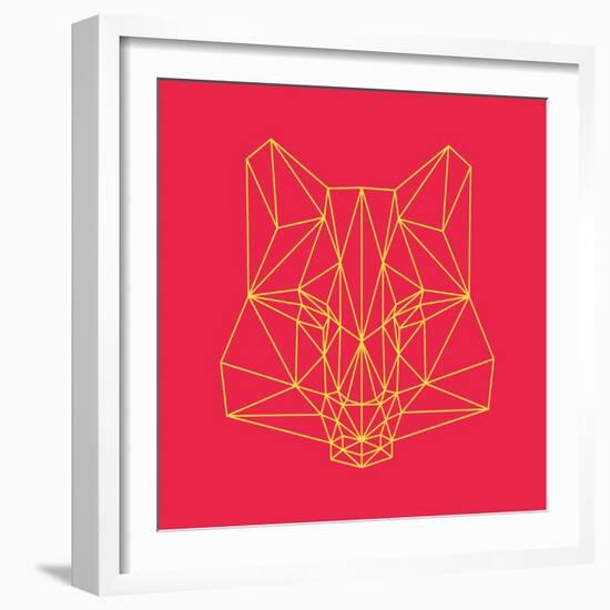 Fox on Red-Lisa Kroll-Framed Art Print