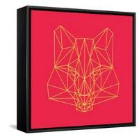 Fox on Red-Lisa Kroll-Framed Stretched Canvas