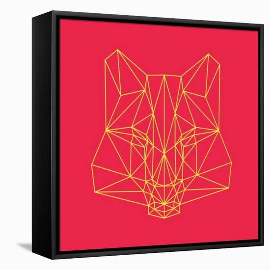 Fox on Red-Lisa Kroll-Framed Stretched Canvas