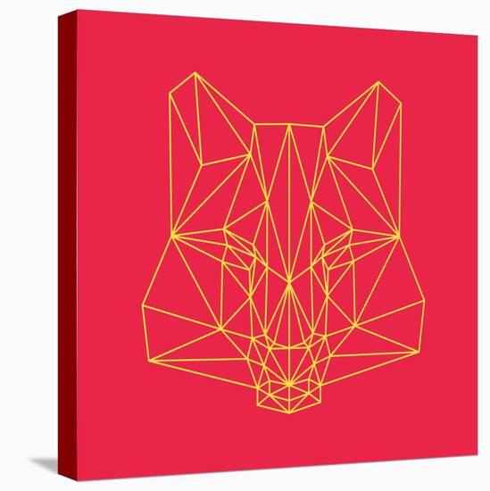 Fox on Red-Lisa Kroll-Stretched Canvas