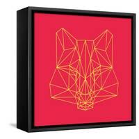 Fox on Red-Lisa Kroll-Framed Stretched Canvas