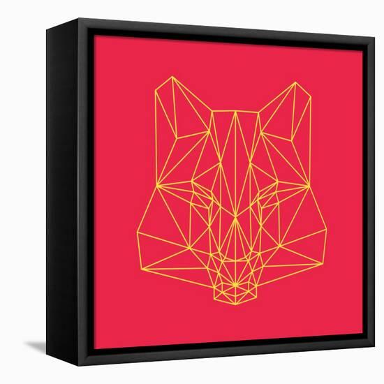 Fox on Red-Lisa Kroll-Framed Stretched Canvas