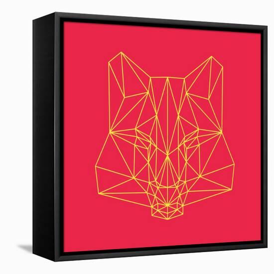 Fox on Red-Lisa Kroll-Framed Stretched Canvas