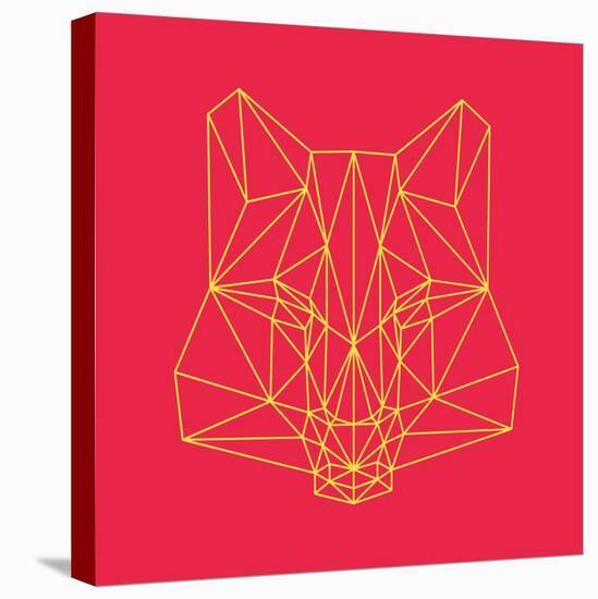 Fox on Red-Lisa Kroll-Stretched Canvas