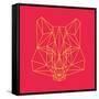 Fox on Red-Lisa Kroll-Framed Stretched Canvas