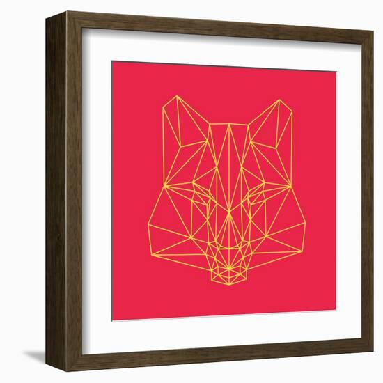 Fox on Red-Lisa Kroll-Framed Art Print