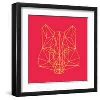 Fox on Red-Lisa Kroll-Framed Art Print