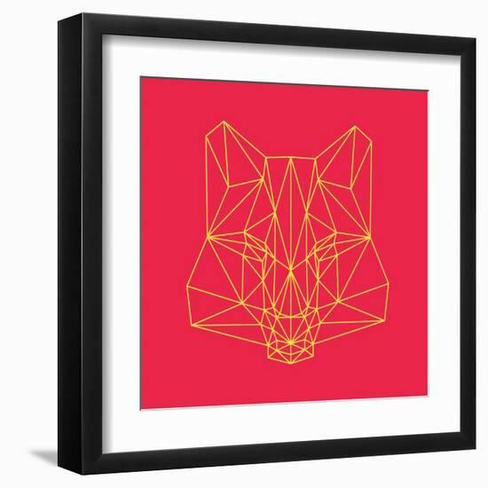 Fox on Red-Lisa Kroll-Framed Art Print