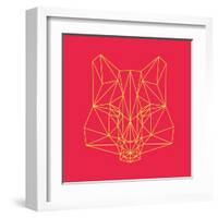 Fox on Red-Lisa Kroll-Framed Art Print