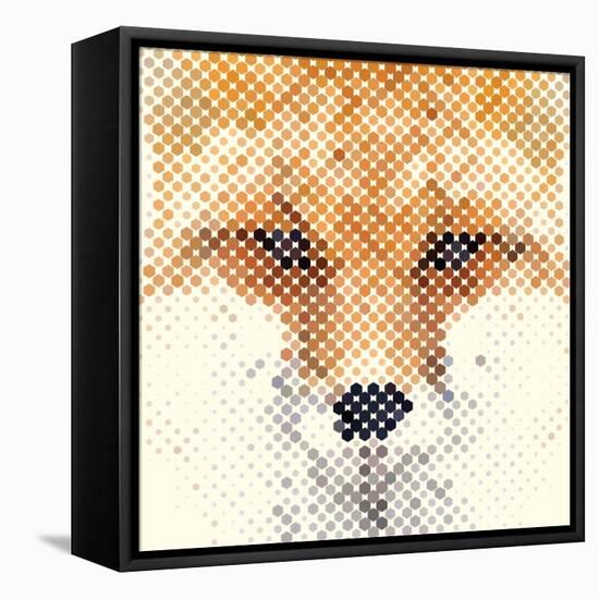 Fox Portrait Made of Geometrical Shapes-Wision-Framed Stretched Canvas