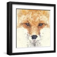 Fox Portrait Made of Geometrical Shapes-Wision-Framed Art Print