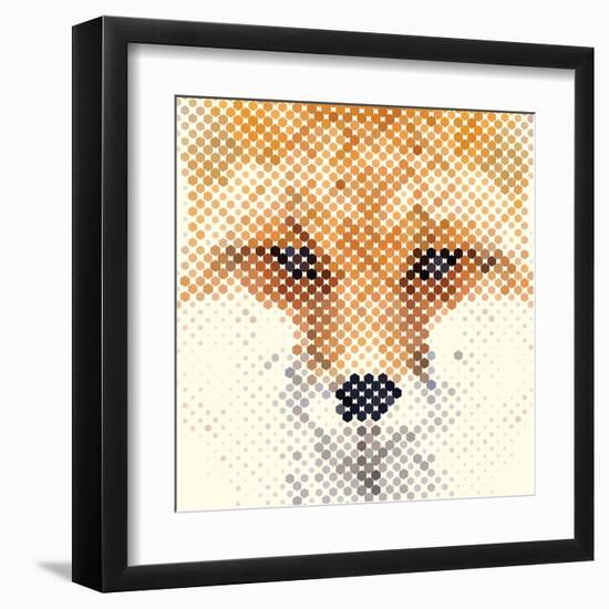 Fox Portrait Made of Geometrical Shapes-Wision-Framed Art Print