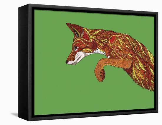 Fox Pounce-Drawpaint Illustration-Framed Stretched Canvas