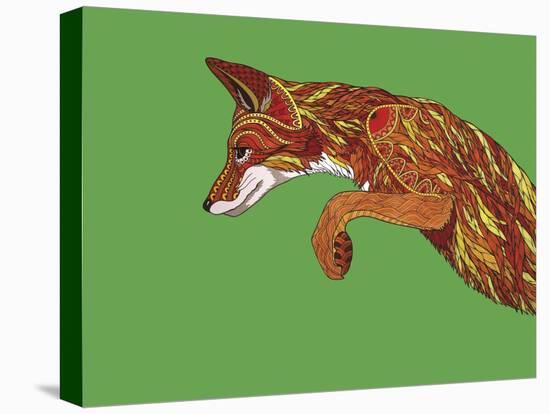 Fox Pounce-Drawpaint Illustration-Stretched Canvas