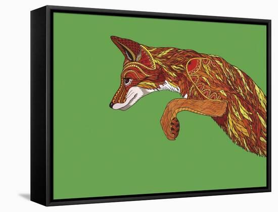 Fox Pounce-Drawpaint Illustration-Framed Stretched Canvas