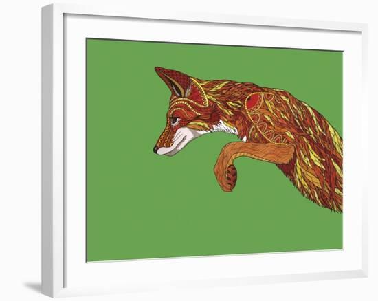 Fox Pounce-Drawpaint Illustration-Framed Giclee Print