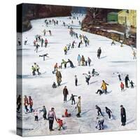 "Fox River Ice-Skating", January 11, 1958-John Falter-Stretched Canvas